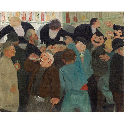 The Bistro Gold Ornate Wood Framed Art Print with Double Matting by Vallotton, Felix