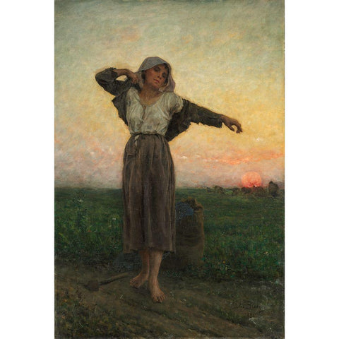 The Tired Gleaner Black Modern Wood Framed Art Print by Breton, Jules
