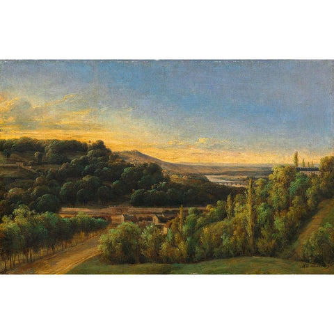 View of Saint-Cloud, Near the Seine Black Modern Wood Framed Art Print with Double Matting by de St. Martin, Alexandre Pau
