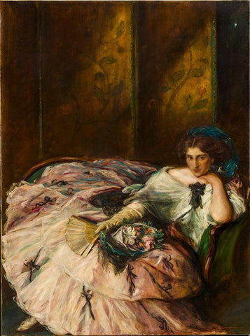 Souvenir of an International Ball, Portrait of Miss Kathleen Bruce White Modern Wood Framed Art Print with Double Matting by Shannon, Charles Hasslewood