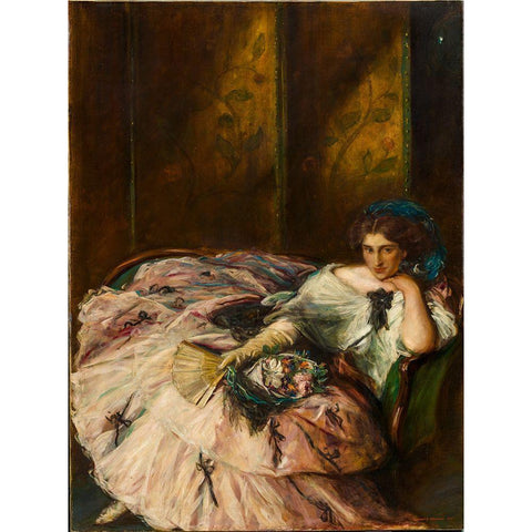 Souvenir of an International Ball, Portrait of Miss Kathleen Bruce Black Modern Wood Framed Art Print by Shannon, Charles Hasslewood