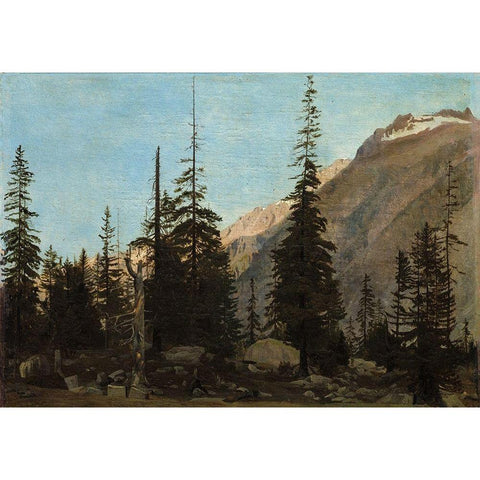 Alpine Landscape, The Handegg, Switzerland Gold Ornate Wood Framed Art Print with Double Matting by Gerome, Jean-Leon