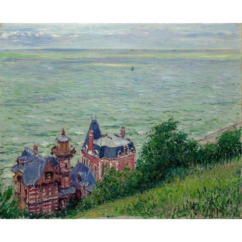 Villas at Trouville White Modern Wood Framed Art Print by Caillebotte, Gustave