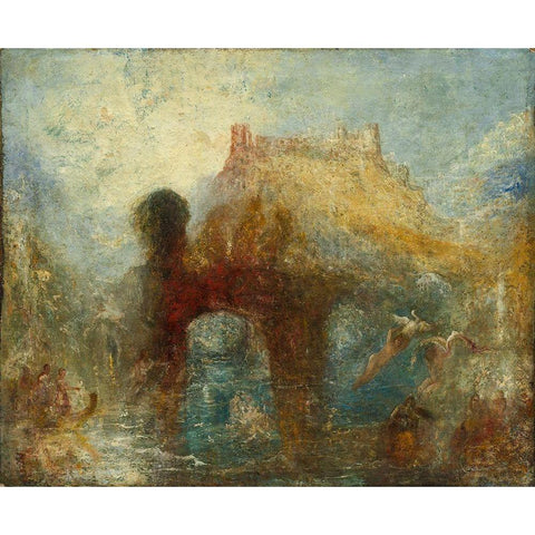 Queen Mabs Cave Gold Ornate Wood Framed Art Print with Double Matting by Turner, Joseph Mallord William