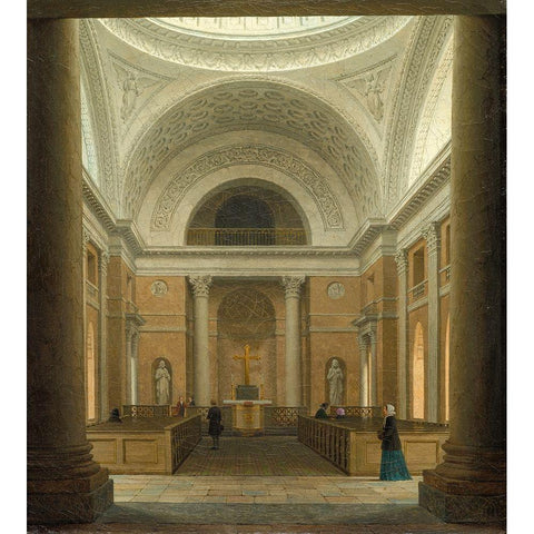 The Slotskirken of Christiansborg, Copenhagen Black Modern Wood Framed Art Print with Double Matting by Hansen, Heinrich