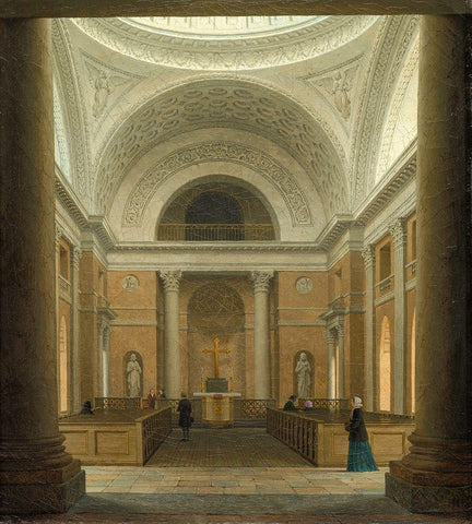 The Slotskirken of Christiansborg, Copenhagen White Modern Wood Framed Art Print with Double Matting by Hansen, Heinrich