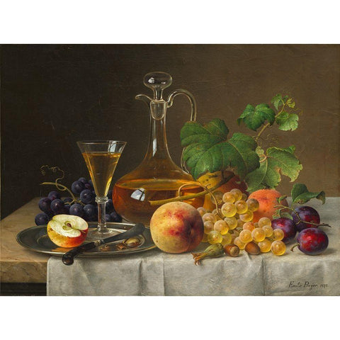 Still Life with Fruit White Modern Wood Framed Art Print by Preyer, Emilie