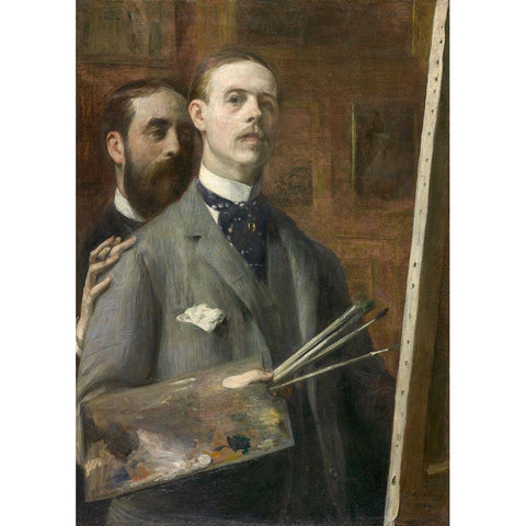 Self-Portrait with Raphael de Ochoa Black Modern Wood Framed Art Print by Blanche, Jacques-Emile