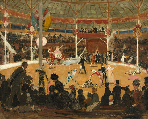 The Circus White Modern Wood Framed Art Print with Double Matting by Valadon, Suzanne