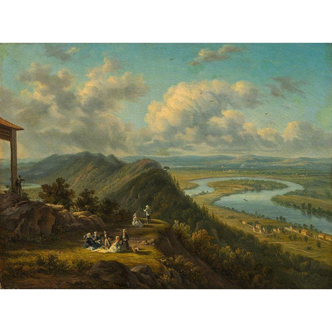 The Oxbow Seen from Mount Holyoke Black Modern Wood Framed Art Print with Double Matting by Grailly, Victor de