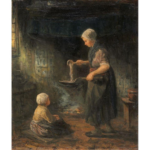 The Pancakes Black Modern Wood Framed Art Print with Double Matting by Israels, Jozef