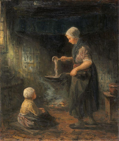 The Pancakes Black Ornate Wood Framed Art Print with Double Matting by Israels, Jozef