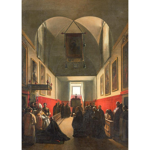 Homage to a Bishop Gold Ornate Wood Framed Art Print with Double Matting by Granet, Francois Marius