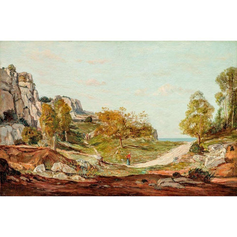 Landscape at Saint-Andre, Near Marseilles White Modern Wood Framed Art Print by Guigou, Paul