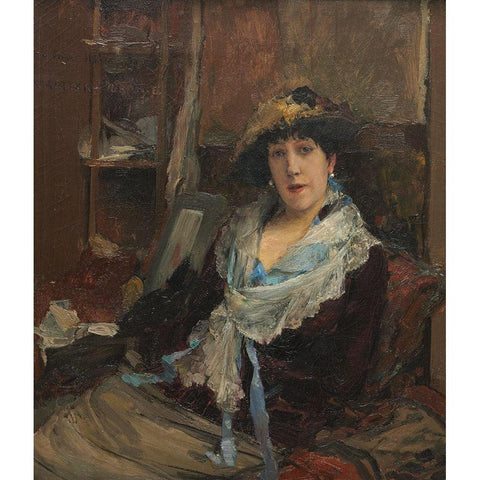 Marie Samary of the Odeon Theater Black Modern Wood Framed Art Print by Bastien-Lepage, Jules