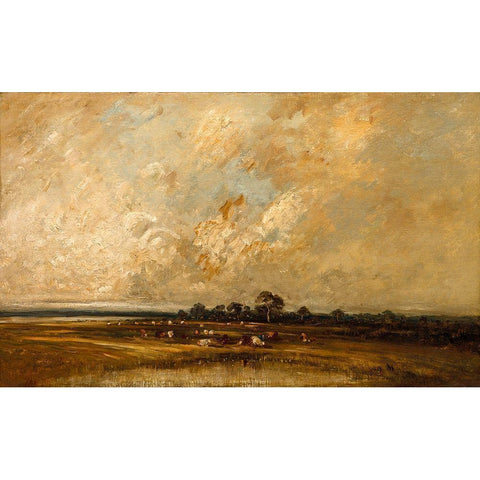 Marshland Black Modern Wood Framed Art Print by Dupre, Jules