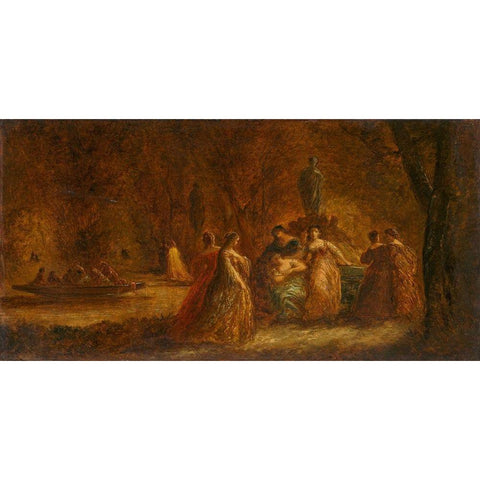 A Woodland Fete Gold Ornate Wood Framed Art Print with Double Matting by Monticelli, Adolphe