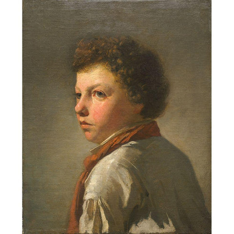 Portrait of a Young Man White Modern Wood Framed Art Print by France 19th Century