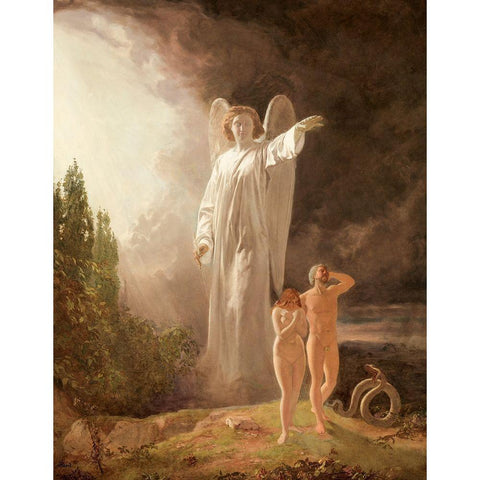 Expulsion of Adam and Eve Black Modern Wood Framed Art Print with Double Matting by Faed, John