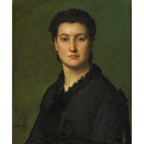 Portrait of a Woman White Modern Wood Framed Art Print by Henner, Jean-Jacques