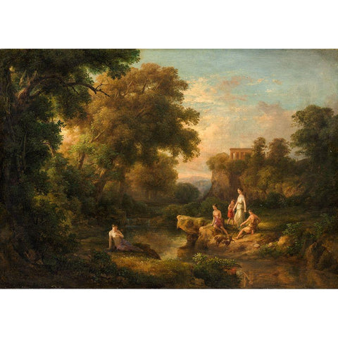 Diana and Her Nymphs Gold Ornate Wood Framed Art Print with Double Matting by Marko, Karoly