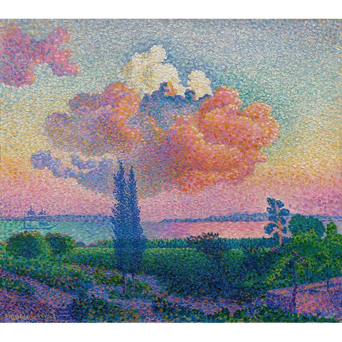 The Rose Cloud Gold Ornate Wood Framed Art Print with Double Matting by Cross, Henri-Edmond