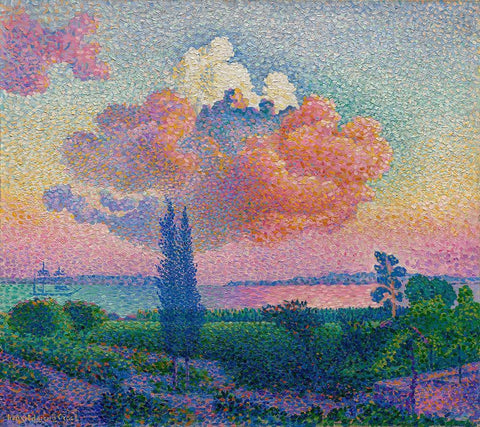 The Rose Cloud White Modern Wood Framed Art Print with Double Matting by Cross, Henri-Edmond