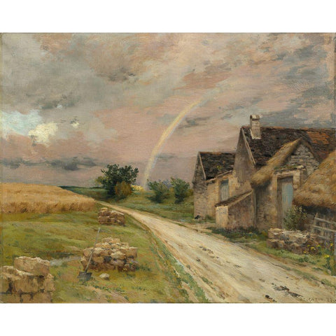 The Rainbow, Acheres la Foret Gold Ornate Wood Framed Art Print with Double Matting by Cazin, Jean-Charles