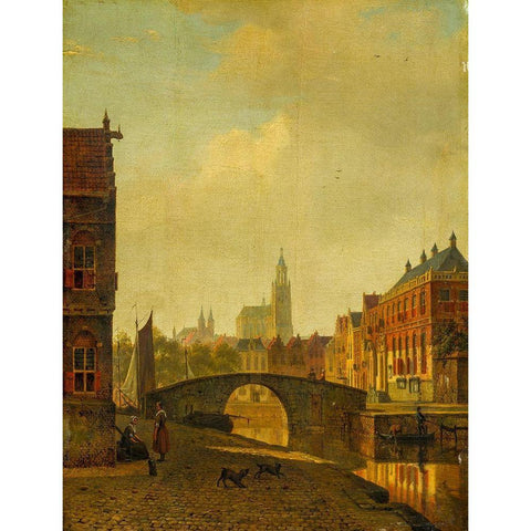 Imaginary View of Arnhem Gold Ornate Wood Framed Art Print with Double Matting by Roth, George Andries