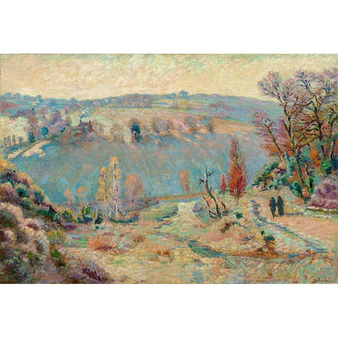 Valley of the Sedelle at Pont Charraud White Frost Gold Ornate Wood Framed Art Print with Double Matting by Guillaumin, Armand