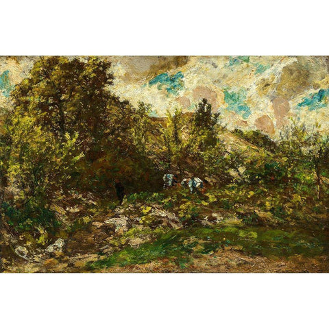 Autumn Gold Ornate Wood Framed Art Print with Double Matting by Monticelli, Adolphe