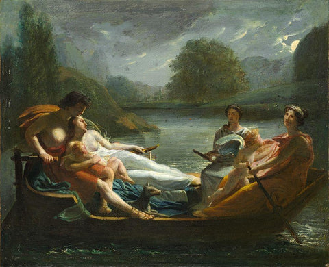The Dream of Happiness White Modern Wood Framed Art Print with Double Matting by Prud''hon, After Pierre-Paul