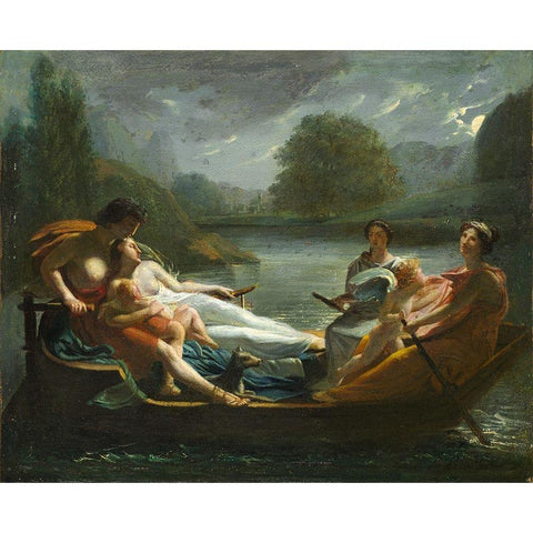 The Dream of Happiness Black Modern Wood Framed Art Print by Prud''hon, After Pierre-Paul