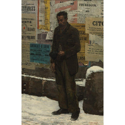 The Veteran Black Modern Wood Framed Art Print by Firmin-Girard, Marie-Francois