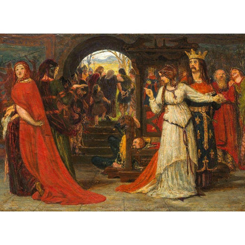 Cordelia Parting from her Sisters Gold Ornate Wood Framed Art Print with Double Matting by Brown, Ford Madox