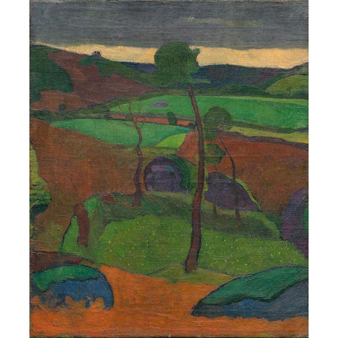 Breton Landscape White Modern Wood Framed Art Print by Verkade, Jan