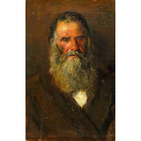 Study of the Head of an Old Man Gold Ornate Wood Framed Art Print with Double Matting by Makovskij, Vladimir Egorovic