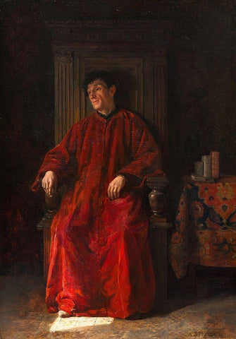 Judge in Red Robe Black Ornate Wood Framed Art Print with Double Matting by Steinheil, Adolphe Charles Edouard