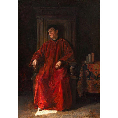 Judge in Red Robe White Modern Wood Framed Art Print by Steinheil, Adolphe Charles Edouard