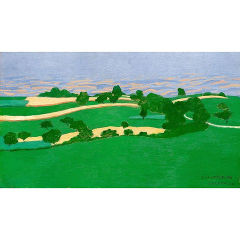 Corn Fields Black Modern Wood Framed Art Print with Double Matting by Vallotton, Felix