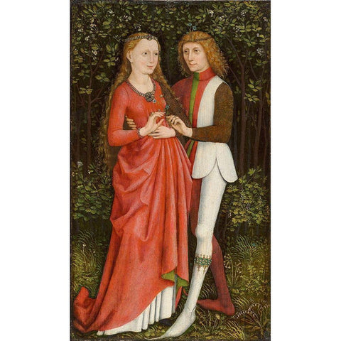 A Bridal Couple Gold Ornate Wood Framed Art Print with Double Matting by Germany 19th Century