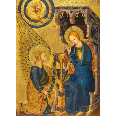 The Annunciation Black Modern Wood Framed Art Print by France 14th Century