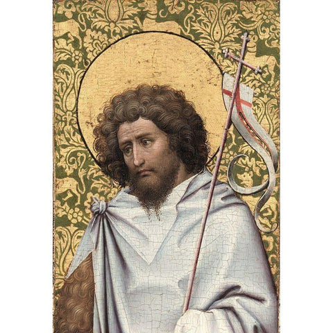 John the Baptist White Modern Wood Framed Art Print by Campin, Robert