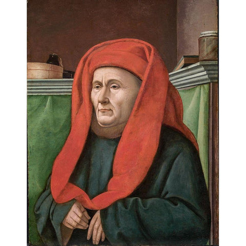 Portrait of a Man White Modern Wood Framed Art Print by France 15th Century