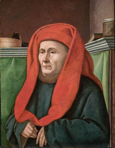 Portrait of a Man White Modern Wood Framed Art Print with Double Matting by France 15th Century