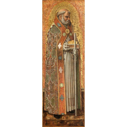 Saint Nicholas of Bari Black Modern Wood Framed Art Print with Double Matting by Crivelli, Carlo