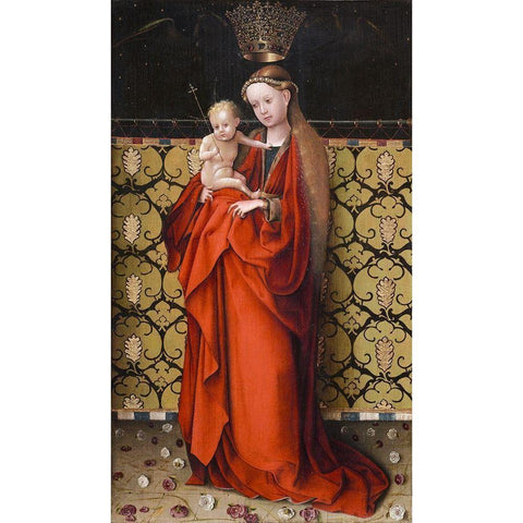 The Virgin Crowned by Angels Black Modern Wood Framed Art Print with Double Matting by Lochner, Stefan