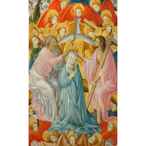 The Coronation of the Virgin with the Trinity Gold Ornate Wood Framed Art Print with Double Matting by de Mora, Rubielos