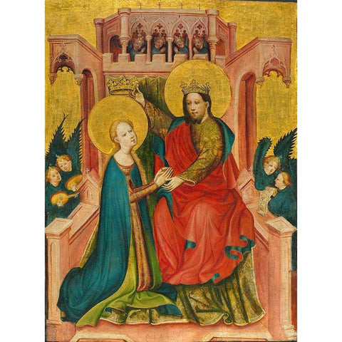 Coronation of the Virgin Black Modern Wood Framed Art Print with Double Matting by Frondenb Altarpiece