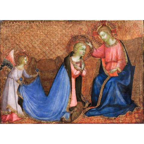 Coronation of the Virgin Black Modern Wood Framed Art Print with Double Matting by Angelico, Fra